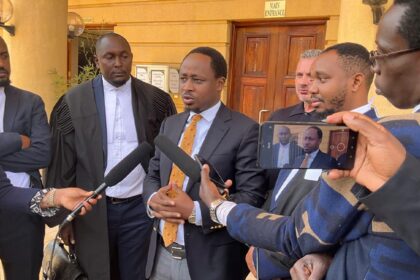 Norwegian investor John B. Solheim addresses the media outside Milimani Law Courts